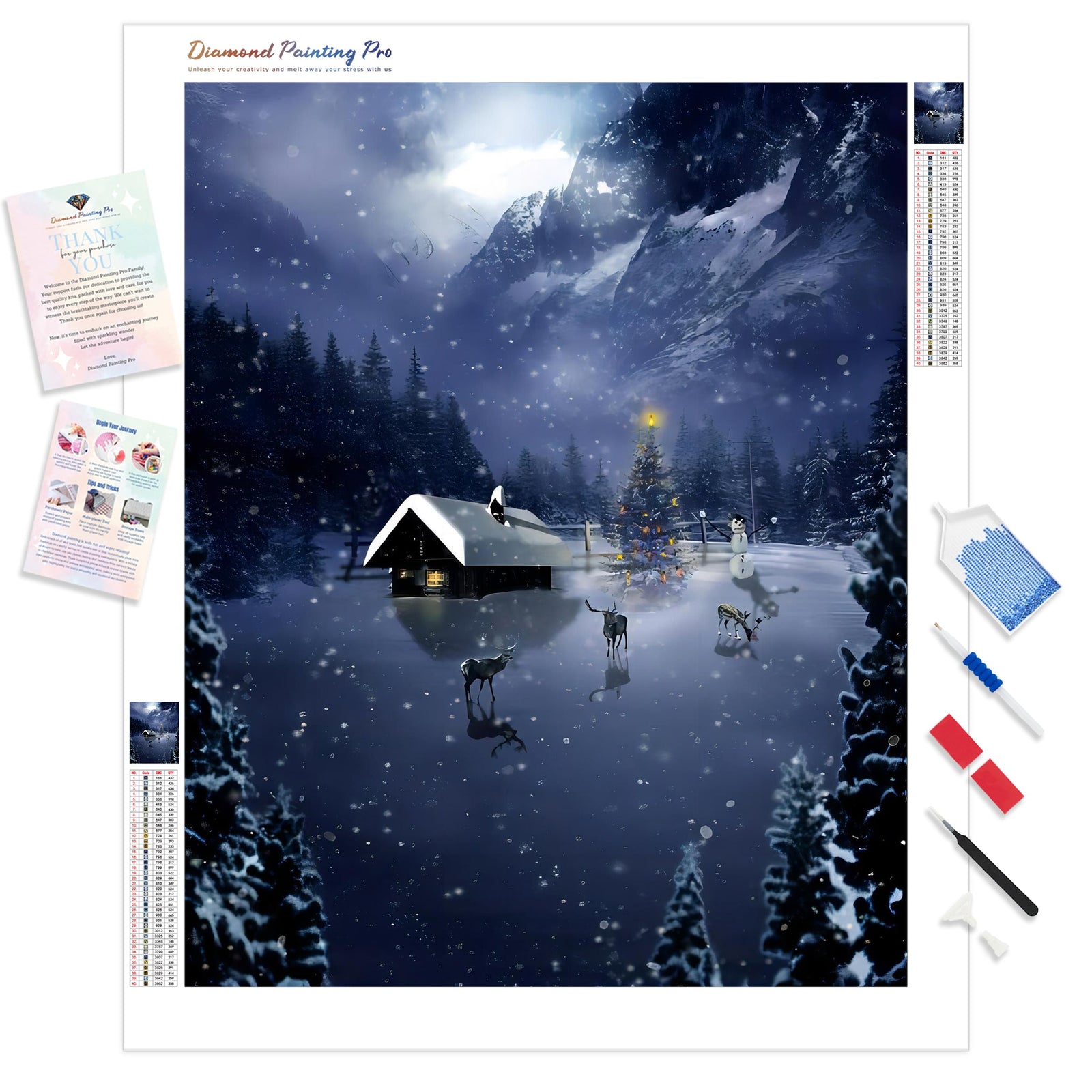 Reindeer on the Lake | Diamond Painting Kit - Full Drill - Square or Round Diamonds with AB Drills Option