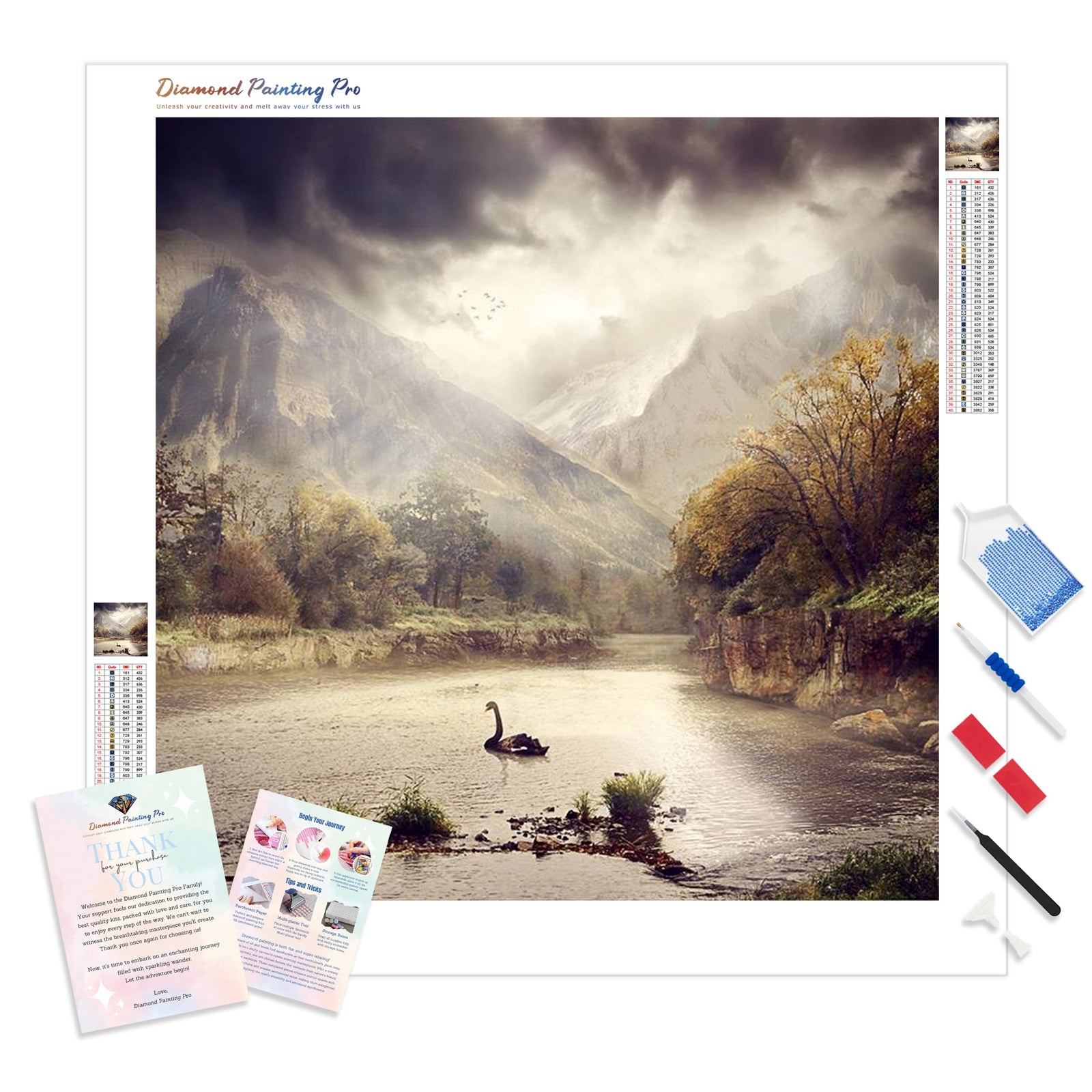 Lone Swan | Diamond Painting Kit - Full Drill - Square or Round Diamonds with AB Drills Option