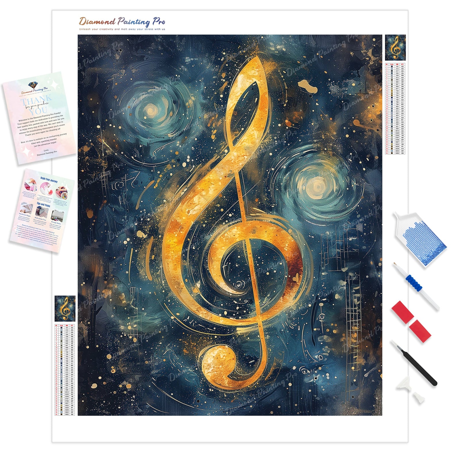 Starry Melodies | Diamond Painting Kit - Full Drill - Square or Round Diamonds with AB Drills Option