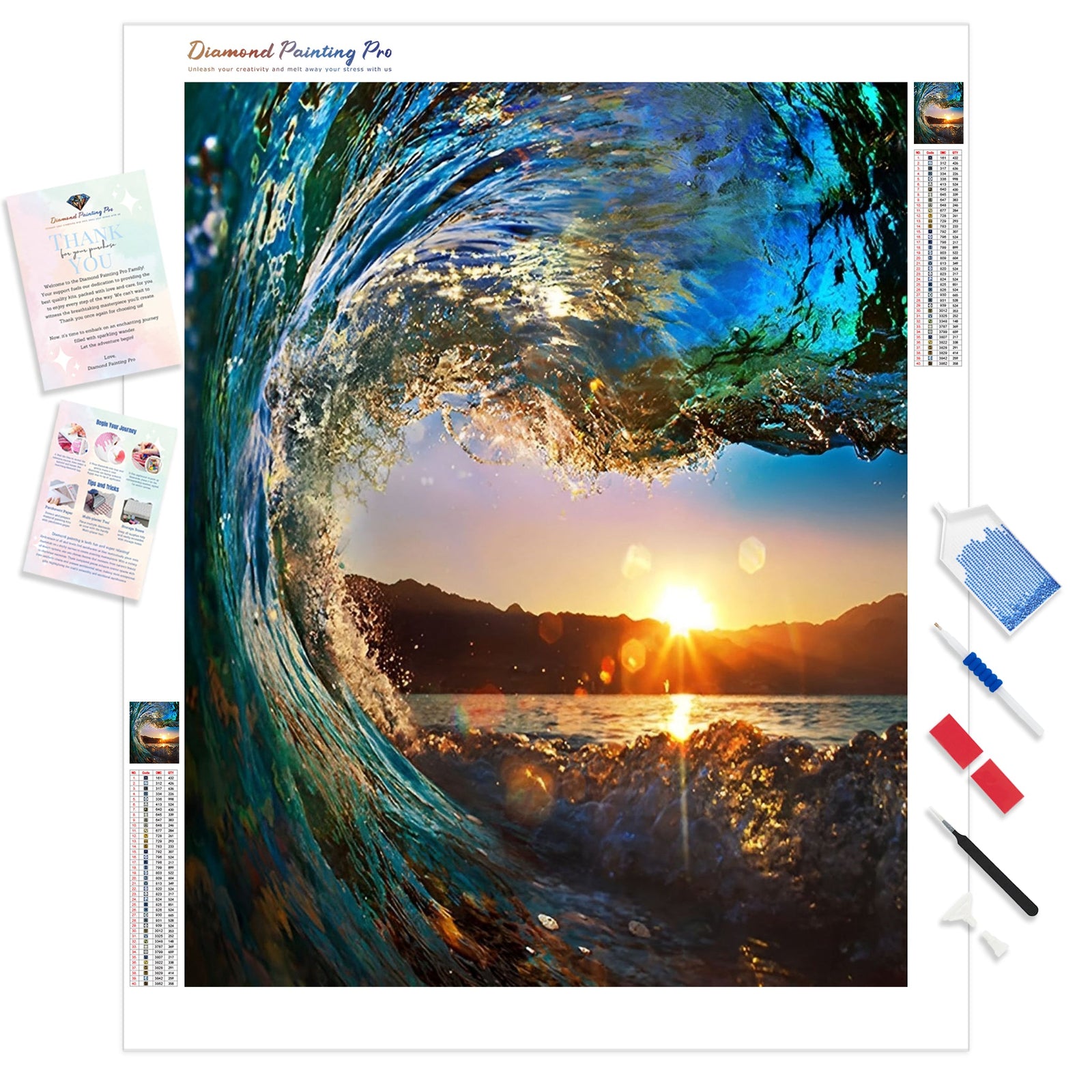 Sunset Ocean Wave | Diamond Painting Kit - Full Drill - Square or Round Diamonds with AB Drills Option