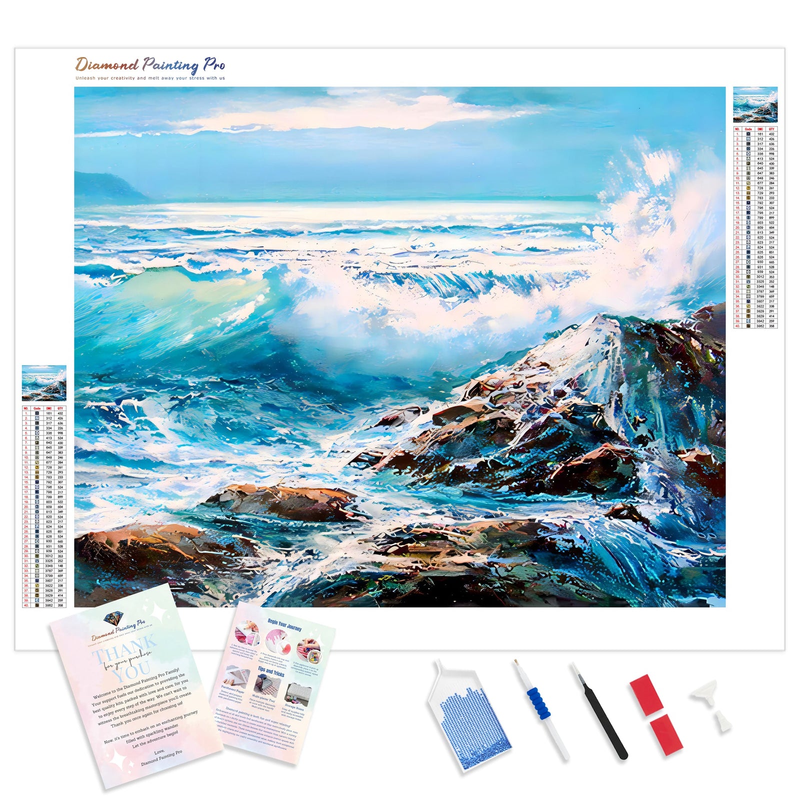 Ocean Waves | Diamond Painting Kit - Full Drill - Square or Round Diamonds with AB Drills Option