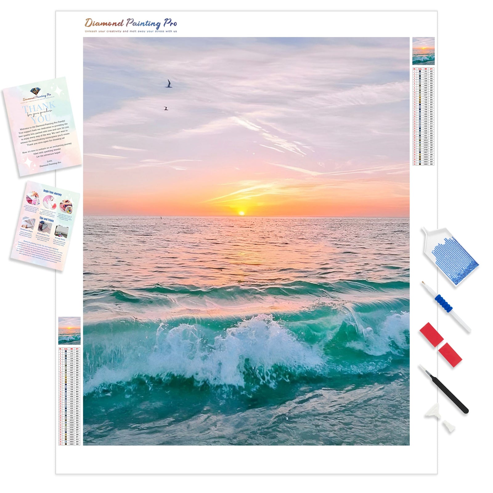 Ocean Wave | Diamond Painting Kit - Full Drill - Square or Round Diamonds with AB Drills Option