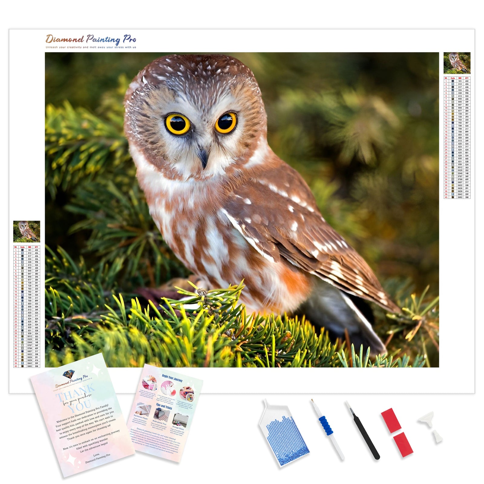 Owl Stare | Diamond Painting Kit - Full Drill - Square or Round Diamonds with AB Drills Option