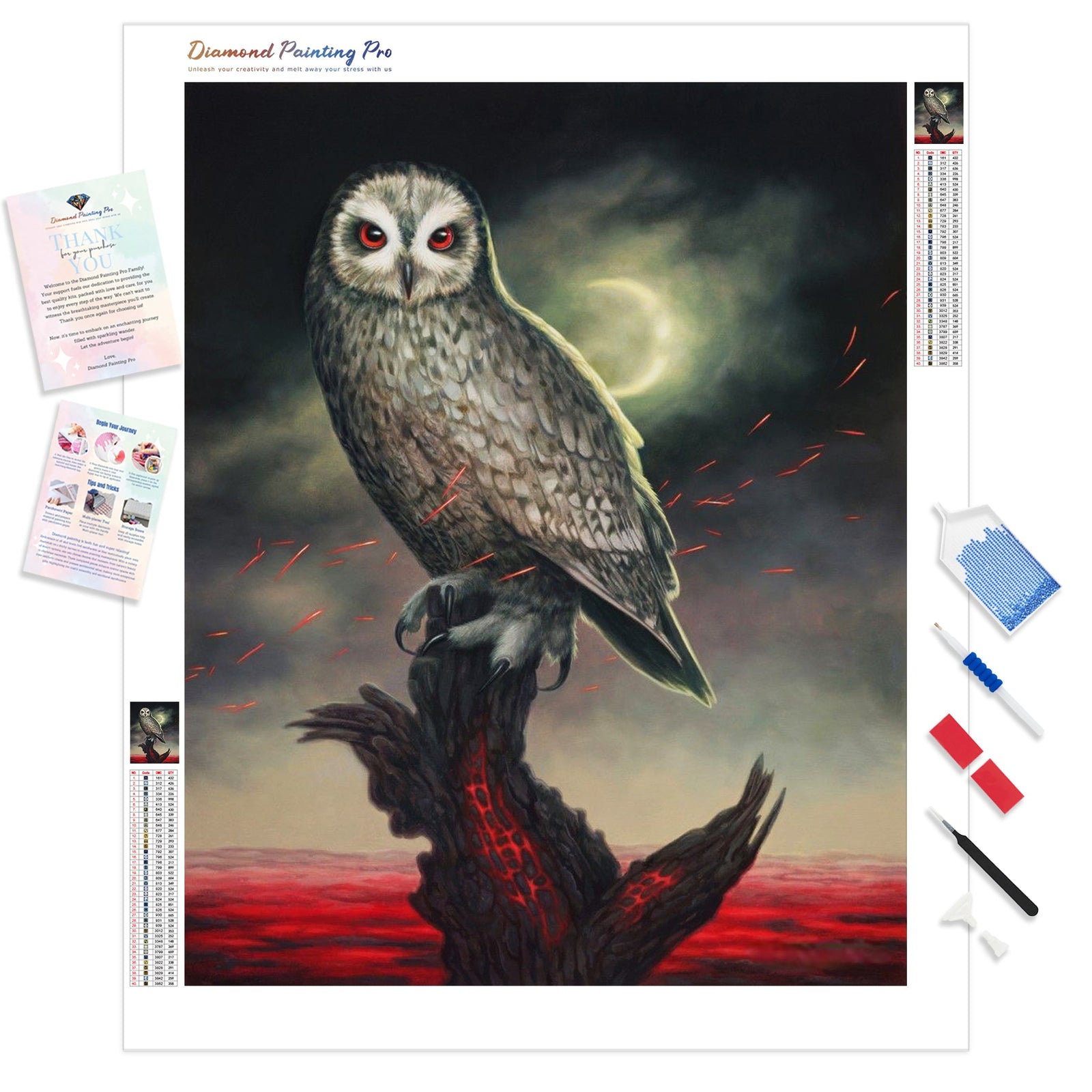 Enchanted Owl | Diamond Painting Kit - Full Drill - Square or Round Diamonds with AB Drills Option