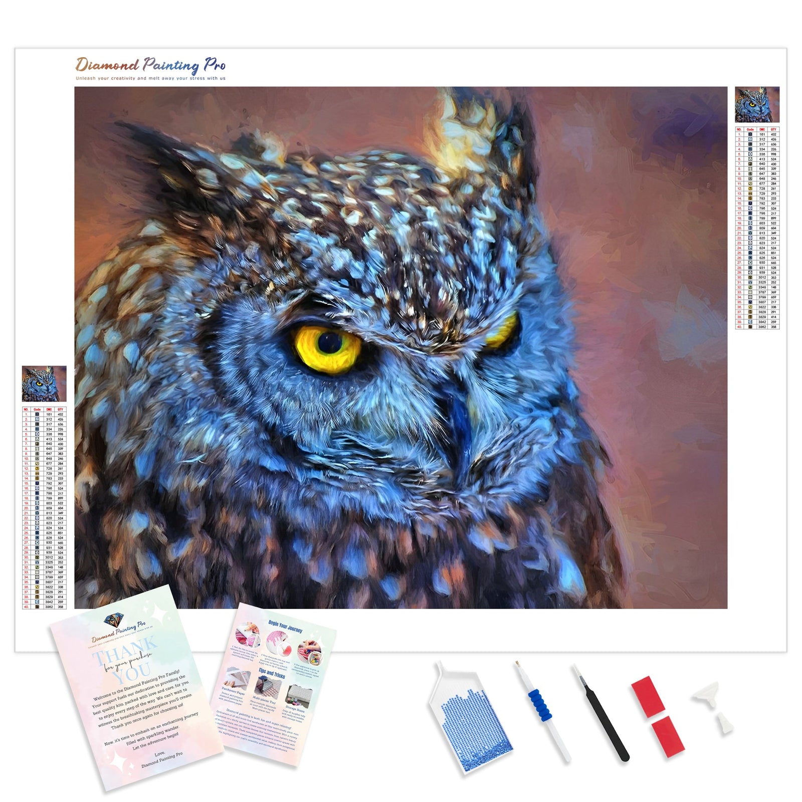 Mystical Owl | Diamond Painting Kit - Full Drill - Square or Round Diamonds with AB Drills Option