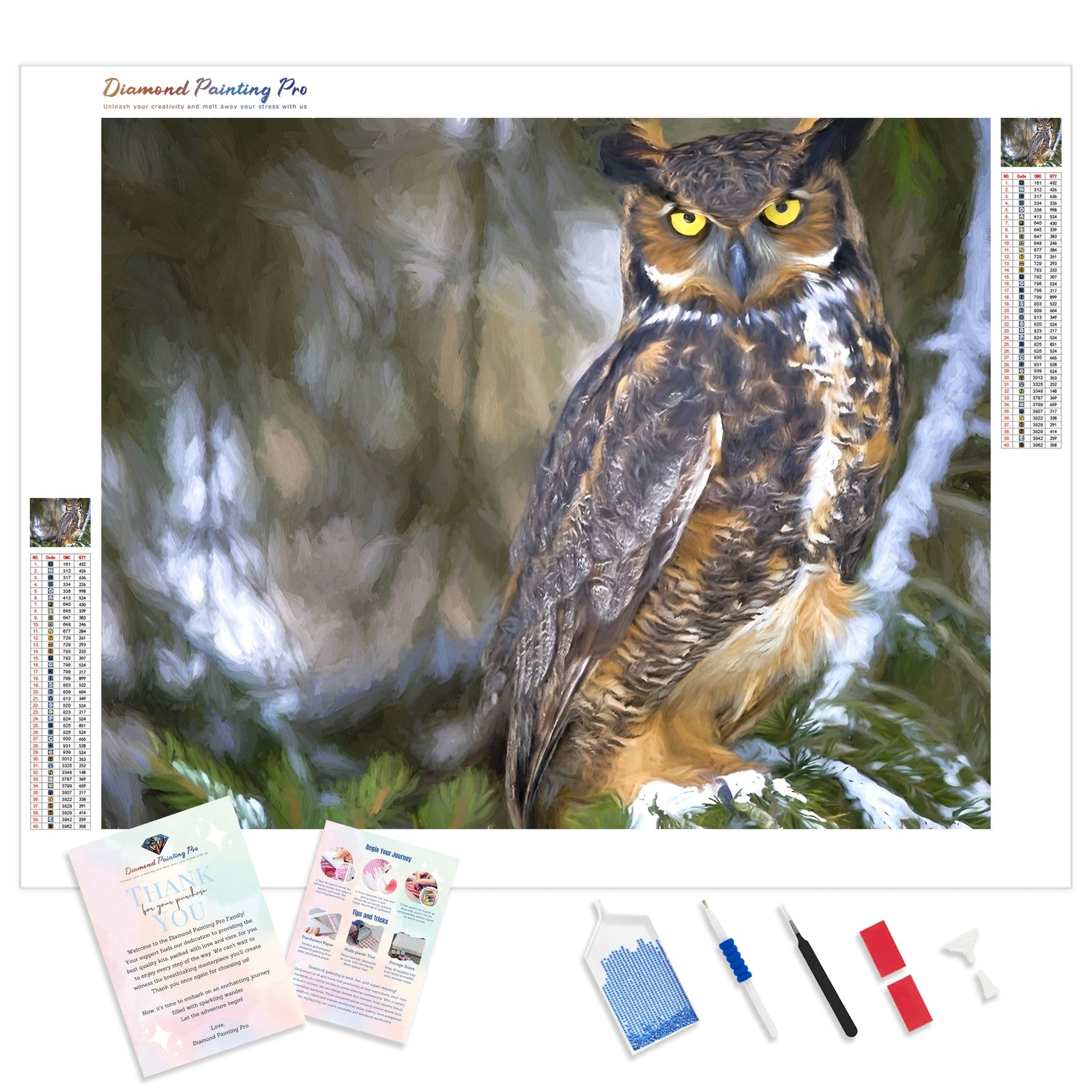 Owl on Watch | Diamond Painting Kit - Full Drill - Square or Round Diamonds with AB Drills Option