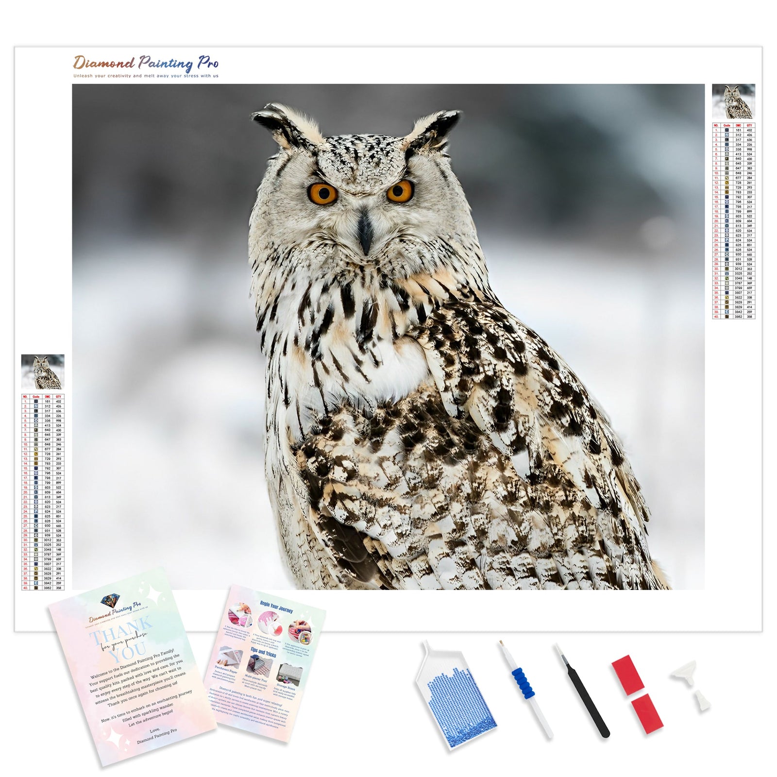 Snowy Owls | Diamond Painting Kit - Full Drill - Square or Round Diamonds with AB Drills Option