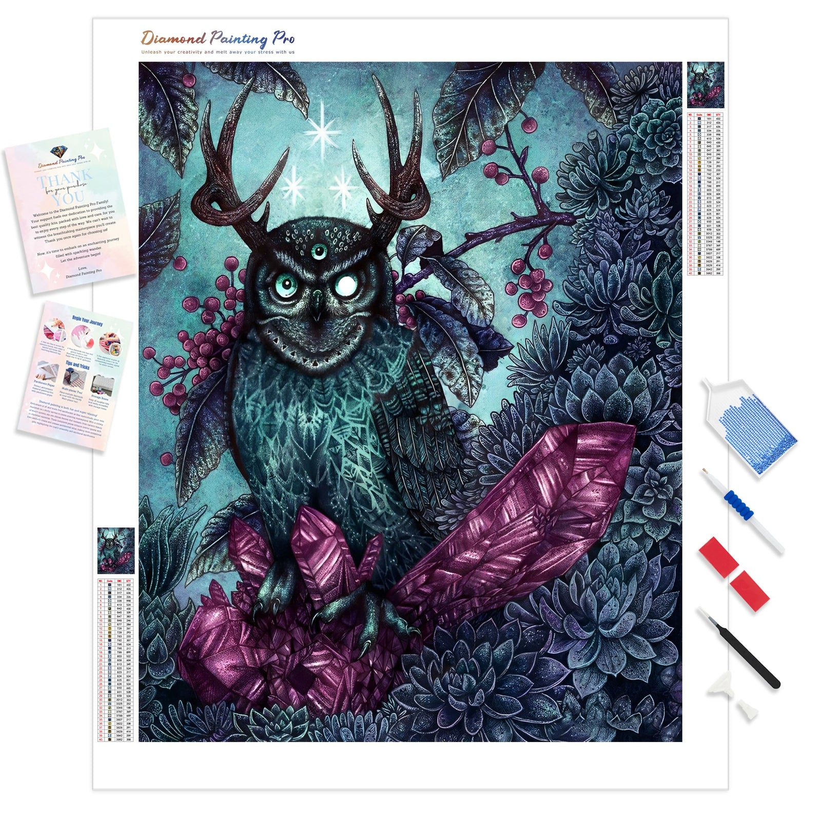 Magician Owl | Diamond Painting Kit - Full Drill - Square or Round Diamonds with AB Drills Option