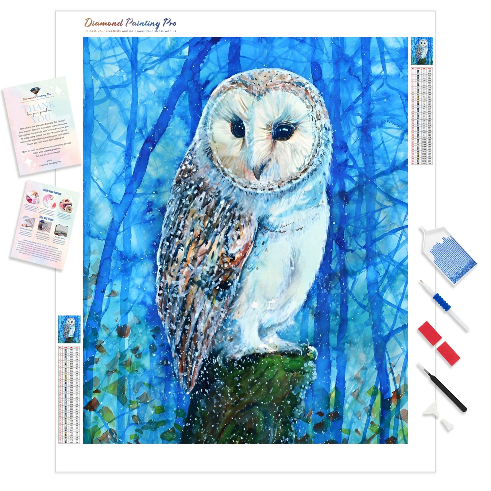 Standing Owl | Diamond Painting Kit - Full Drill - Square or Round Diamonds with AB Drills Option