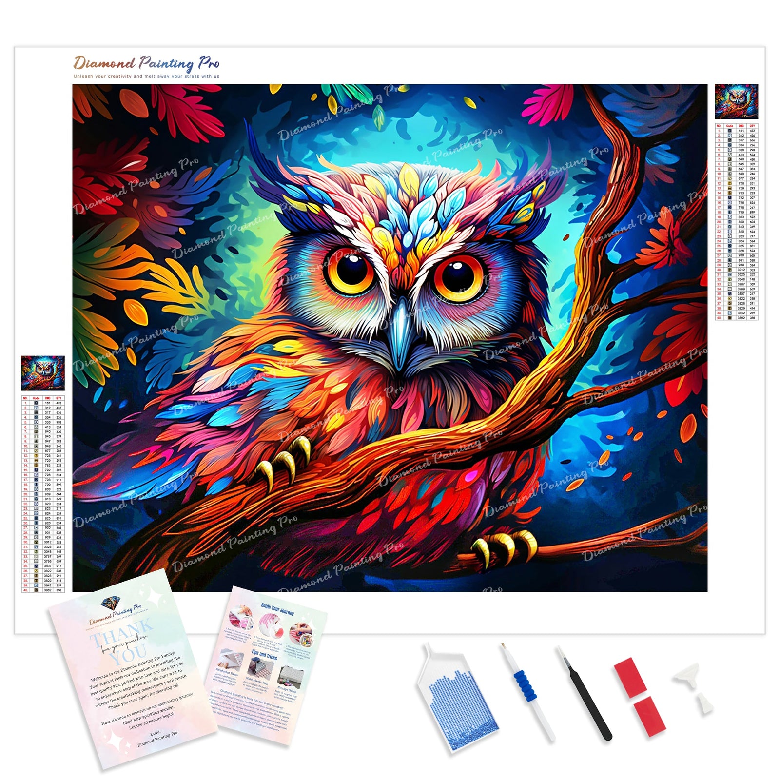 Mystical Night Owl Reverie | Diamond Painting Kit - Full Drill - Square or Round Diamonds with AB Drills Option