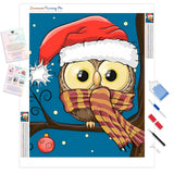 Christmas Owl | Diamond Painting Kit - Full Drill - Square or Round Diamonds with AB Drills Option