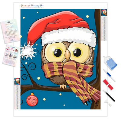 Christmas Owl | Diamond Painting Kit - Full Drill - Square or Round Diamonds with AB Drills Option