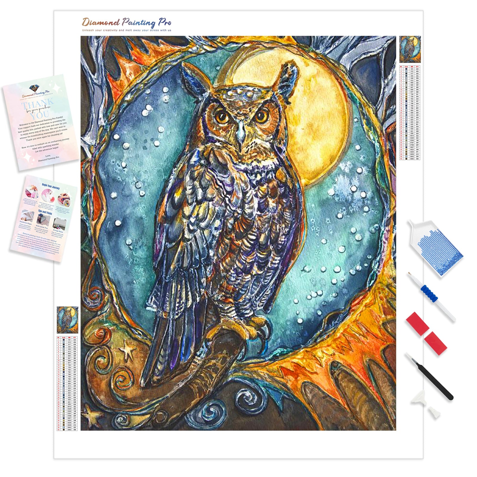 Brother Owl | Diamond Painting Kit - Full Drill - Square or Round Diamonds with AB Drills Option