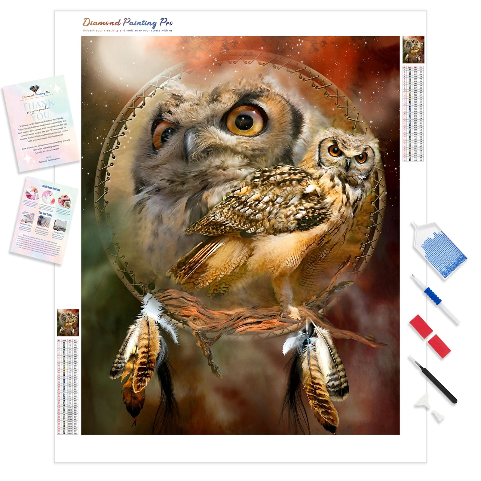 Spirit of the Owl | Diamond Painting Kit - Full Drill - Square or Round Diamonds with AB Drills Option