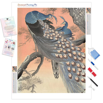 Two Peacocks on Tree Branch | Diamond Painting Kit - Full Drill - Square or Round Diamonds with AB Drills Option