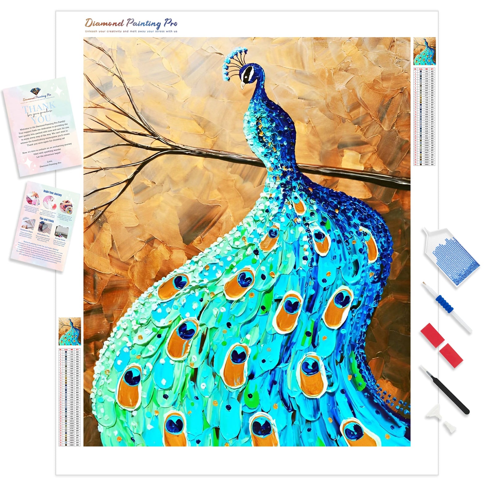 Proud and Graceful Peacock | Diamond Painting Kit - Full Drill - Square or Round Diamonds with AB Drills Option