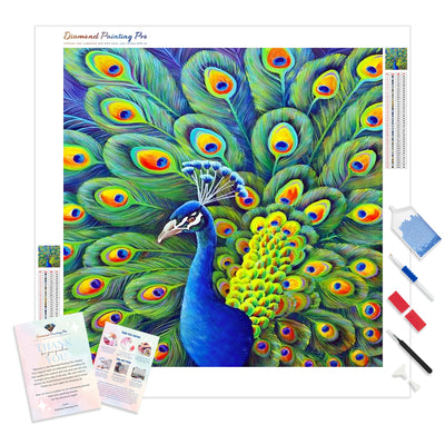 Peacock Beauty | Diamond Painting Kit - Full Drill - Square or Round Diamonds with AB Drills Option