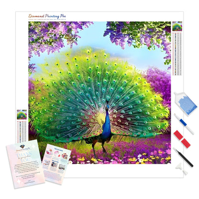 Violet Peacock | Diamond Painting Kit - Full Drill - Square or Round Diamonds with AB Drills Option