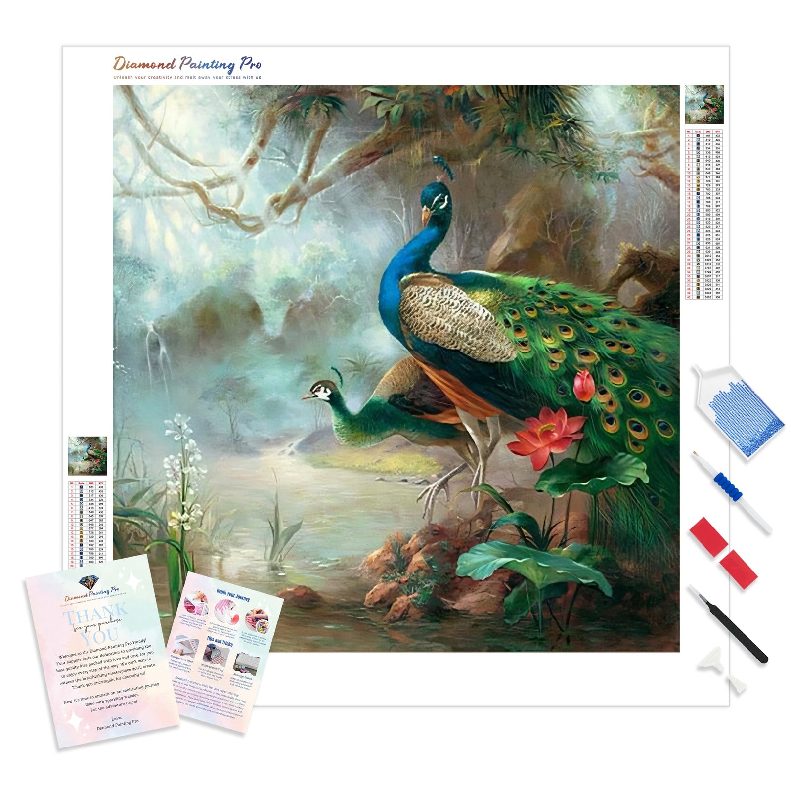 Peacocks | Diamond Painting Kit - Full Drill - Square or Round Diamonds with AB Drills Option