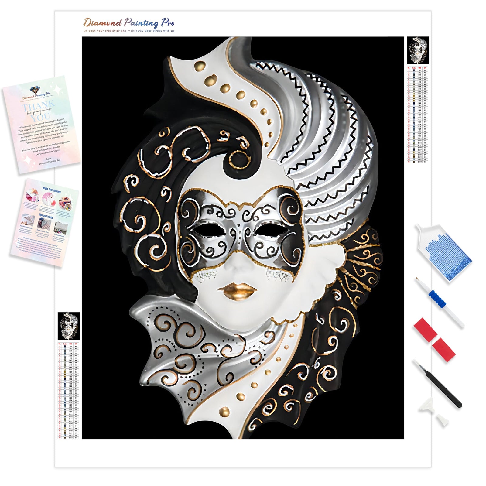 Masquerade Ball Mask | Diamond Painting Kit - Full Drill - Square or Round Diamonds with AB Drills Option