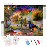 Black Horse Rainbow | Diamond Painting Kit - Full Drill - Square or Round Diamonds with AB Drills Option