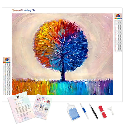 Rainbow Radiance Tree | Diamond Painting Kit - Full Drill - Square or Round Diamonds with AB Drills Option