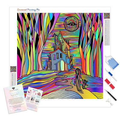 Trippy Haunted House | Diamond Painting Kit - Full Drill - Square or Round Diamonds with AB Drills Option