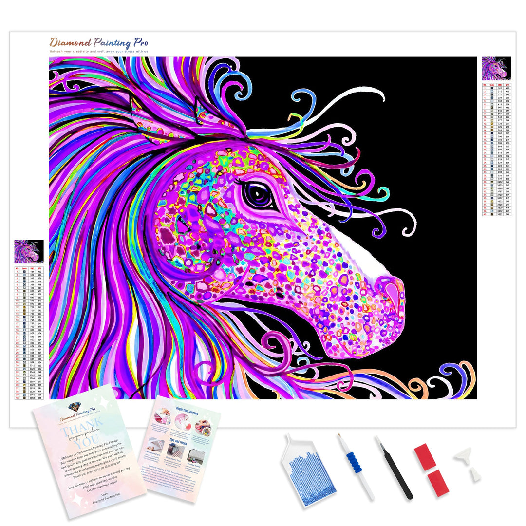 Rainbow Spotted Horse Head | Diamond Painting