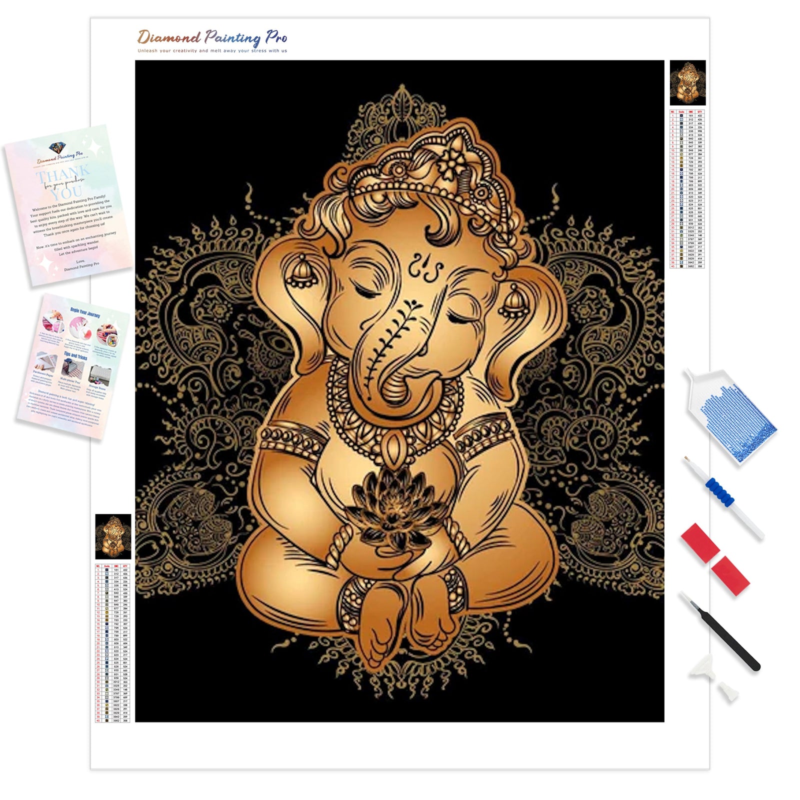 Baby Ganesh | Diamond Painting Kit - Full Drill - Square or Round Diamonds with AB Drills Option