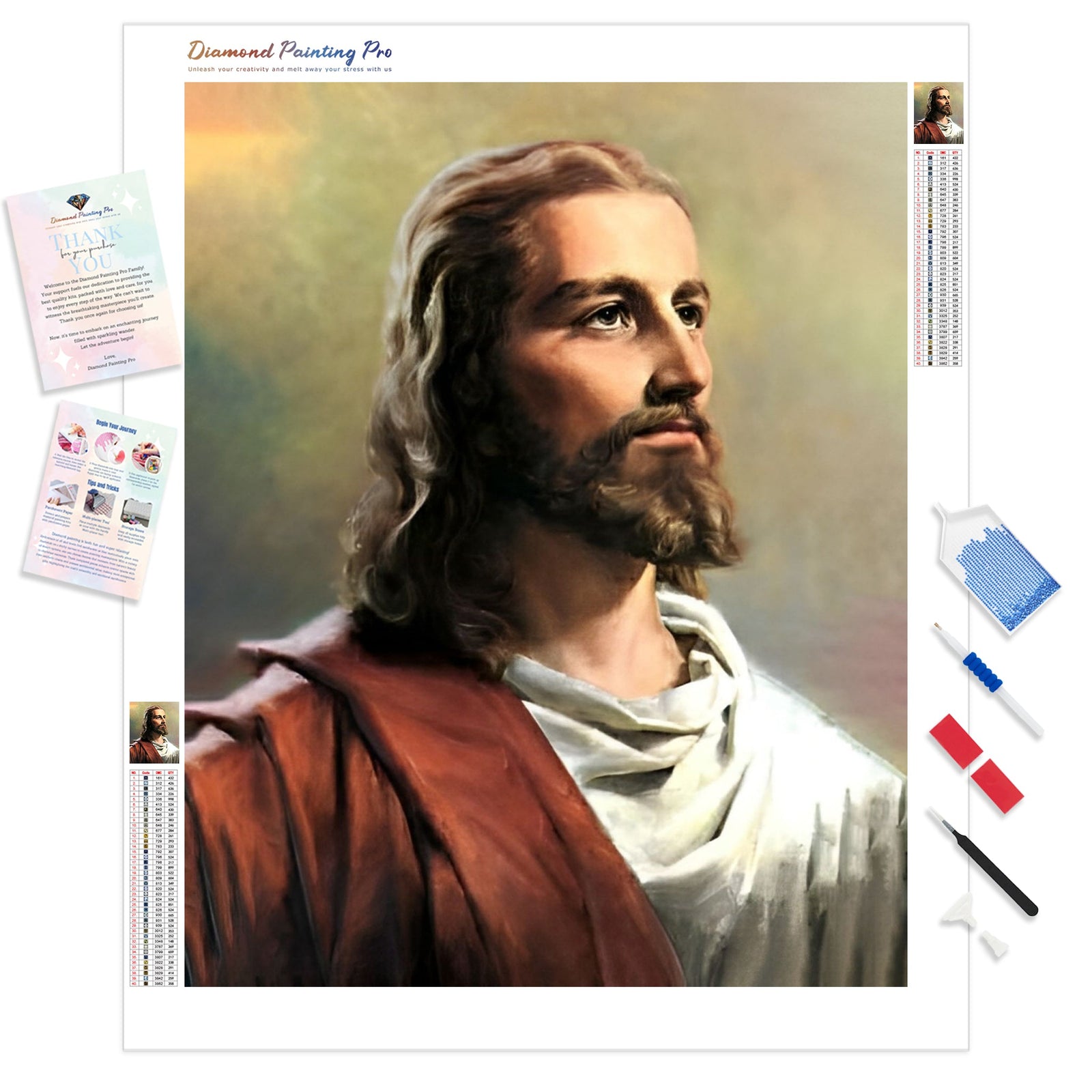 Portrait of Christ | Diamond Painting Kit - Full Drill - Square or Round Diamonds with AB Drills Option