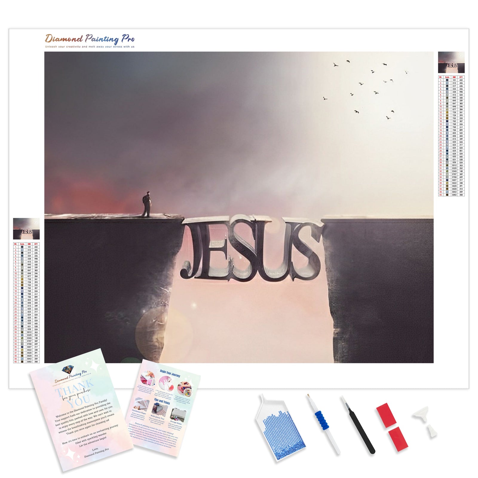 Jesus Helps Me Cross | Diamond Painting Kit - Full Drill - Square or Round Diamonds with AB Drills Option