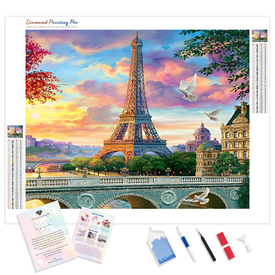 Eiffel Tower Sunset | Diamond Painting Kit - Full Drill - Square or Round Diamonds with AB Drills Option