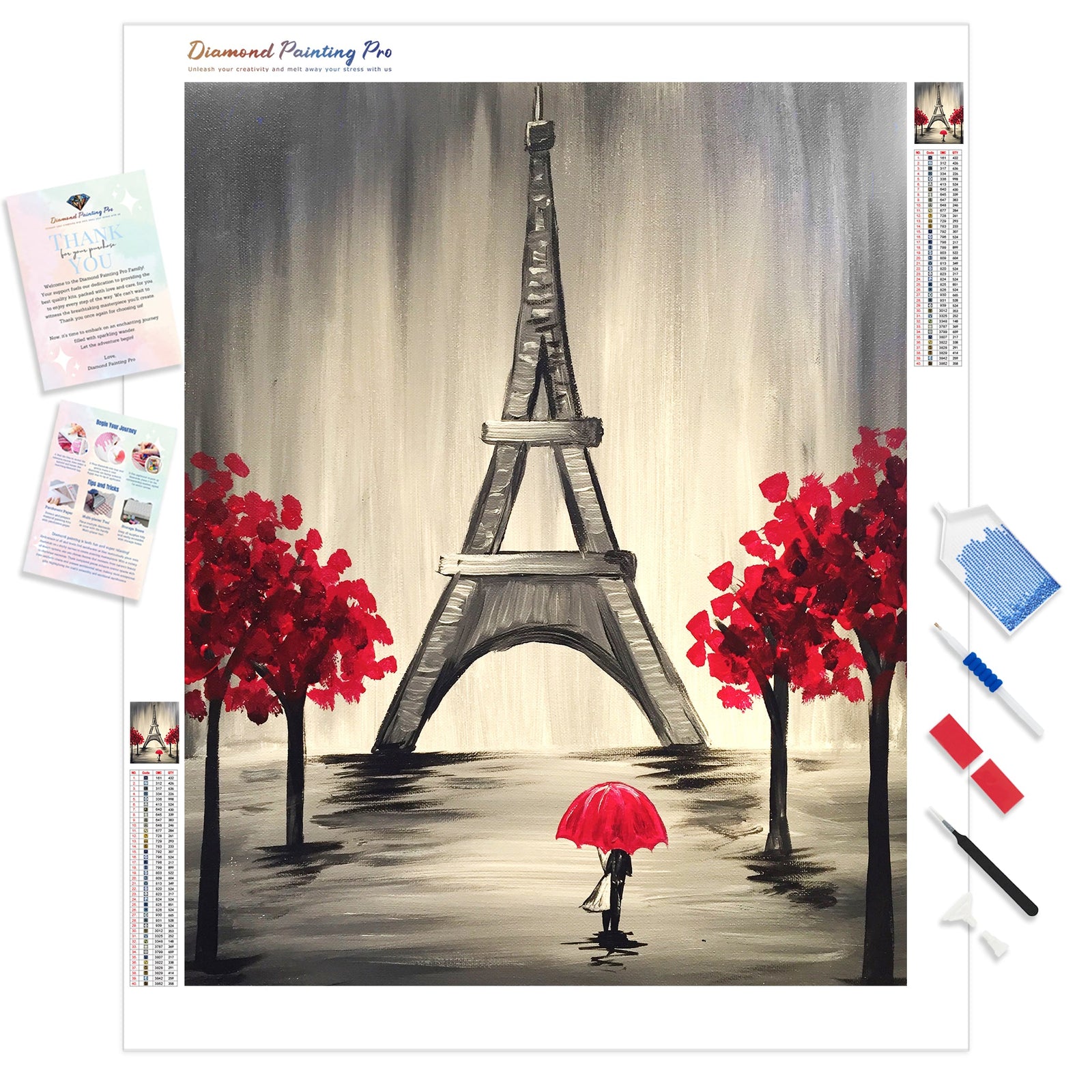 Tree and Eiffel Tower | Diamond Painting Kit - Full Drill - Square or Round Diamonds with AB Drills Option