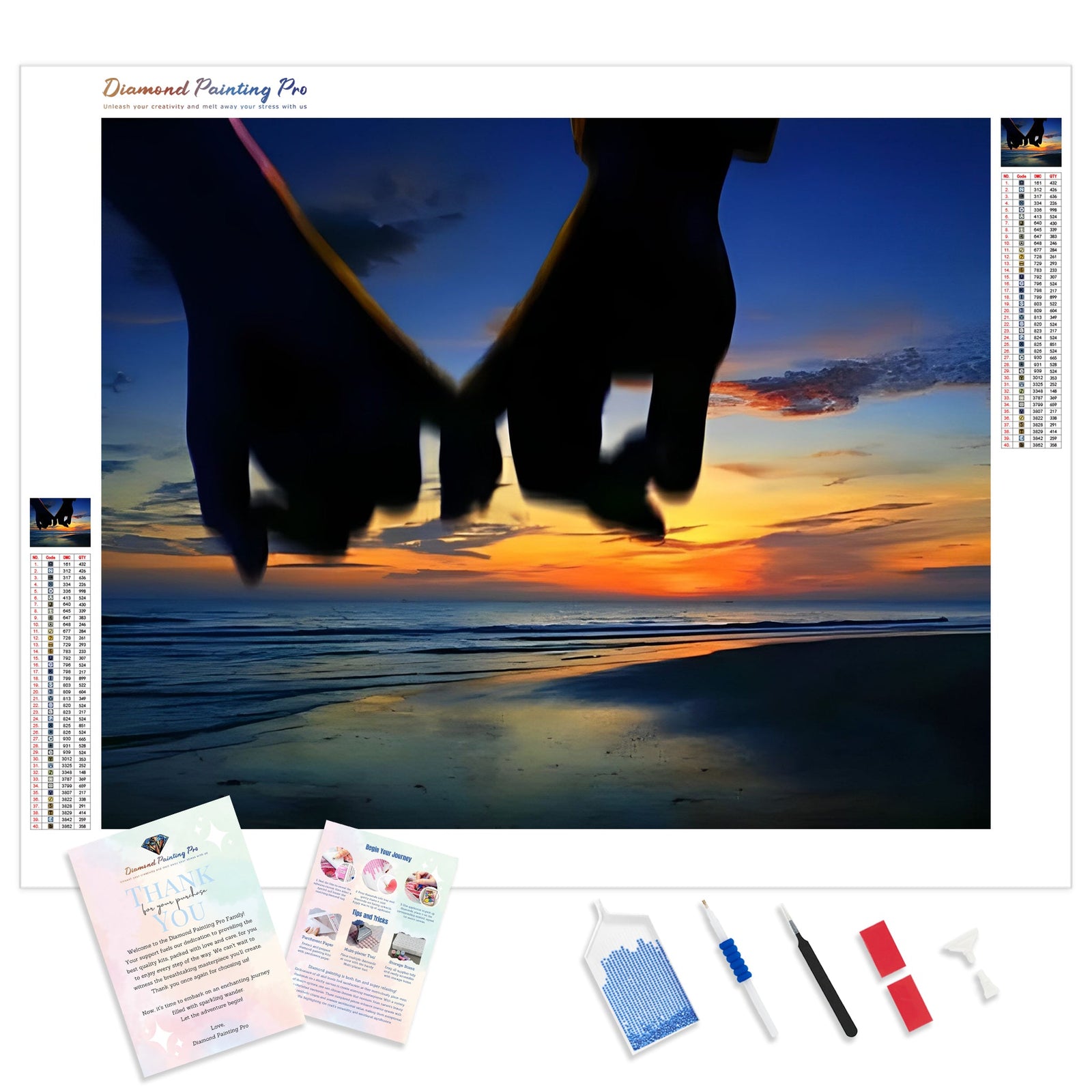 Lovers Holding Hands | Diamond Painting Kit - Full Drill - Square or Round Diamonds with AB Drills Option