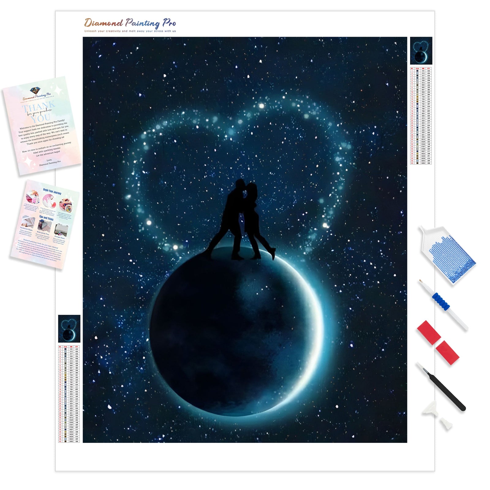 Over the Moon | Diamond Painting Kit - Full Drill - Square or Round Diamonds with AB Drills Option