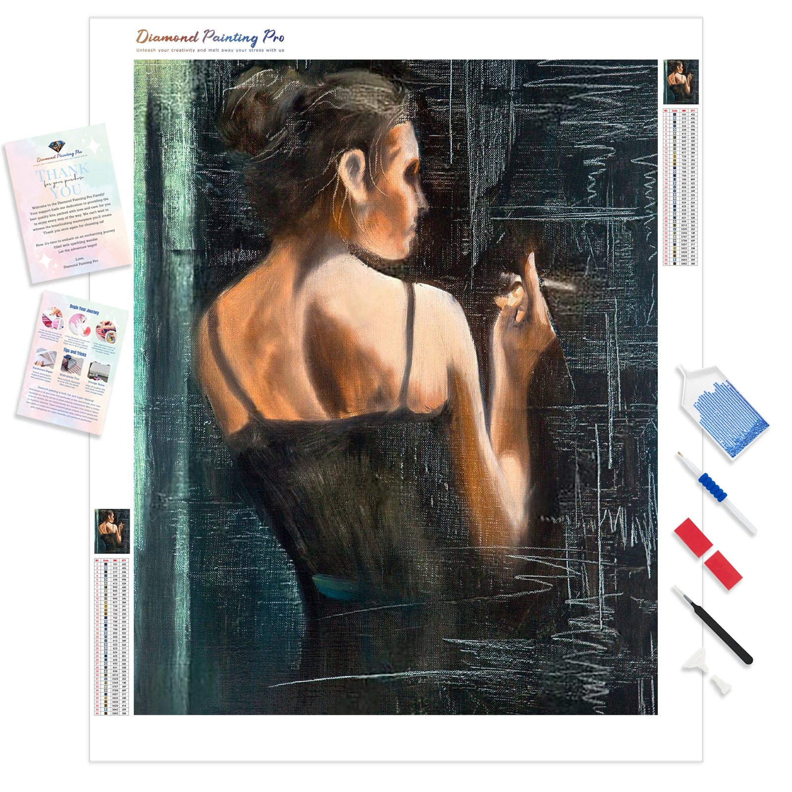 Smoking Woman | Diamond Painting Kit - Full Drill - Square or Round Diamonds with AB Drills Option