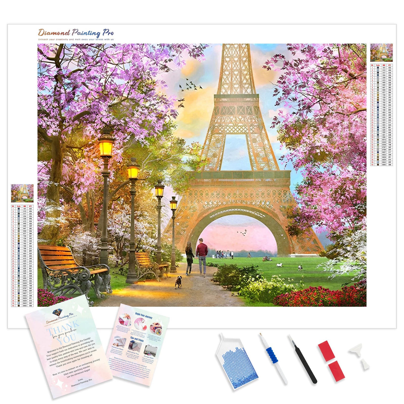 Romantic Eiffel Tower | Diamond Painting Kit - Full Drill - Square or Round Diamonds with AB Drills Option