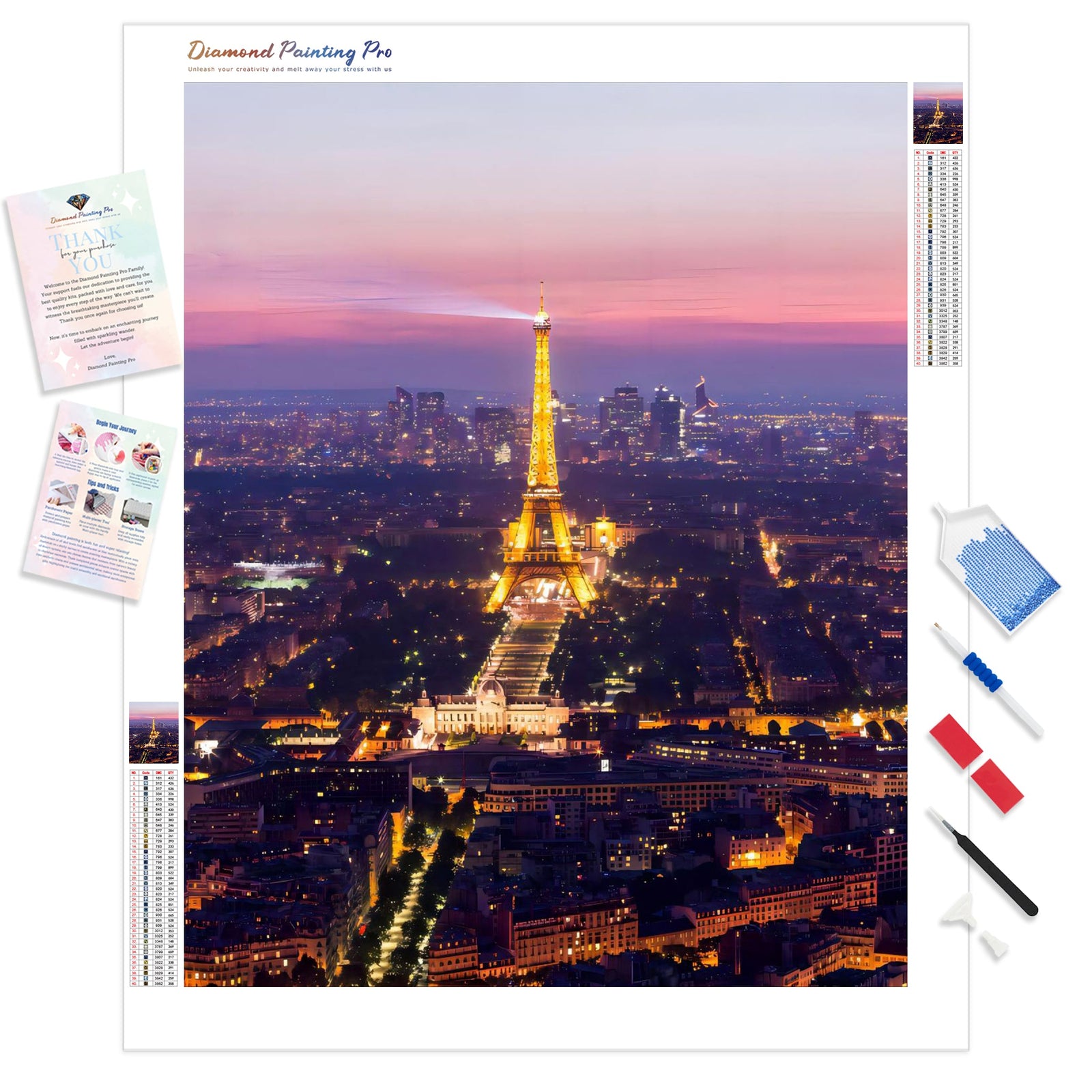 Eiffel at Night | Diamond Painting Kit - Full Drill - Square or Round Diamonds with AB Drills Option