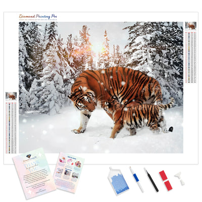 Tigers in Snow | Diamond Painting Kit - Full Drill - Square or Round Diamonds with AB Drills Option