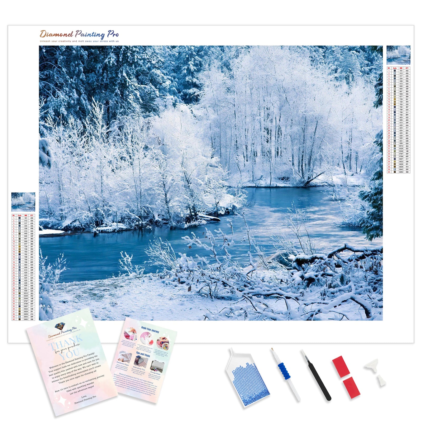 Winter Lake | Diamond Painting Kit - Full Drill - Square or Round Diamonds with AB Drills Option