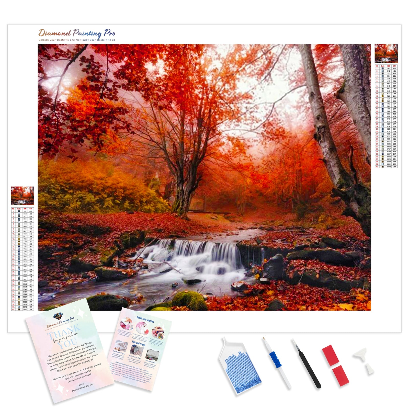 Autumn Waterfall | Diamond Painting Kit - Full Drill - Square or Round Diamonds with AB Drills Option