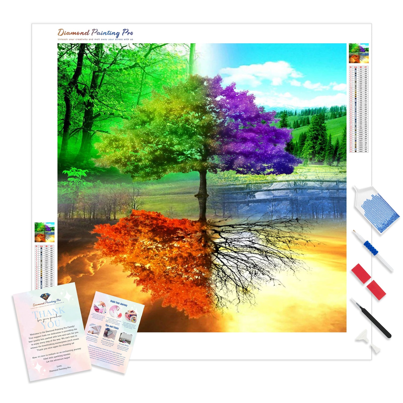 Seasonal Tree | Diamond Painting Kit - Full Drill - Square or Round Diamonds with AB Drills Option