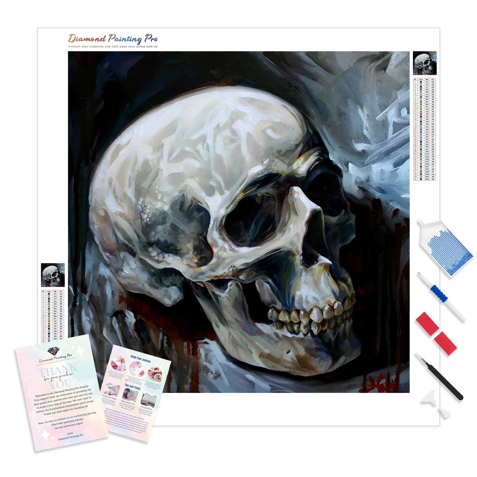 Haunted Skull | Diamond Painting Kit - Full Drill - Square or Round Diamonds with AB Drills Option