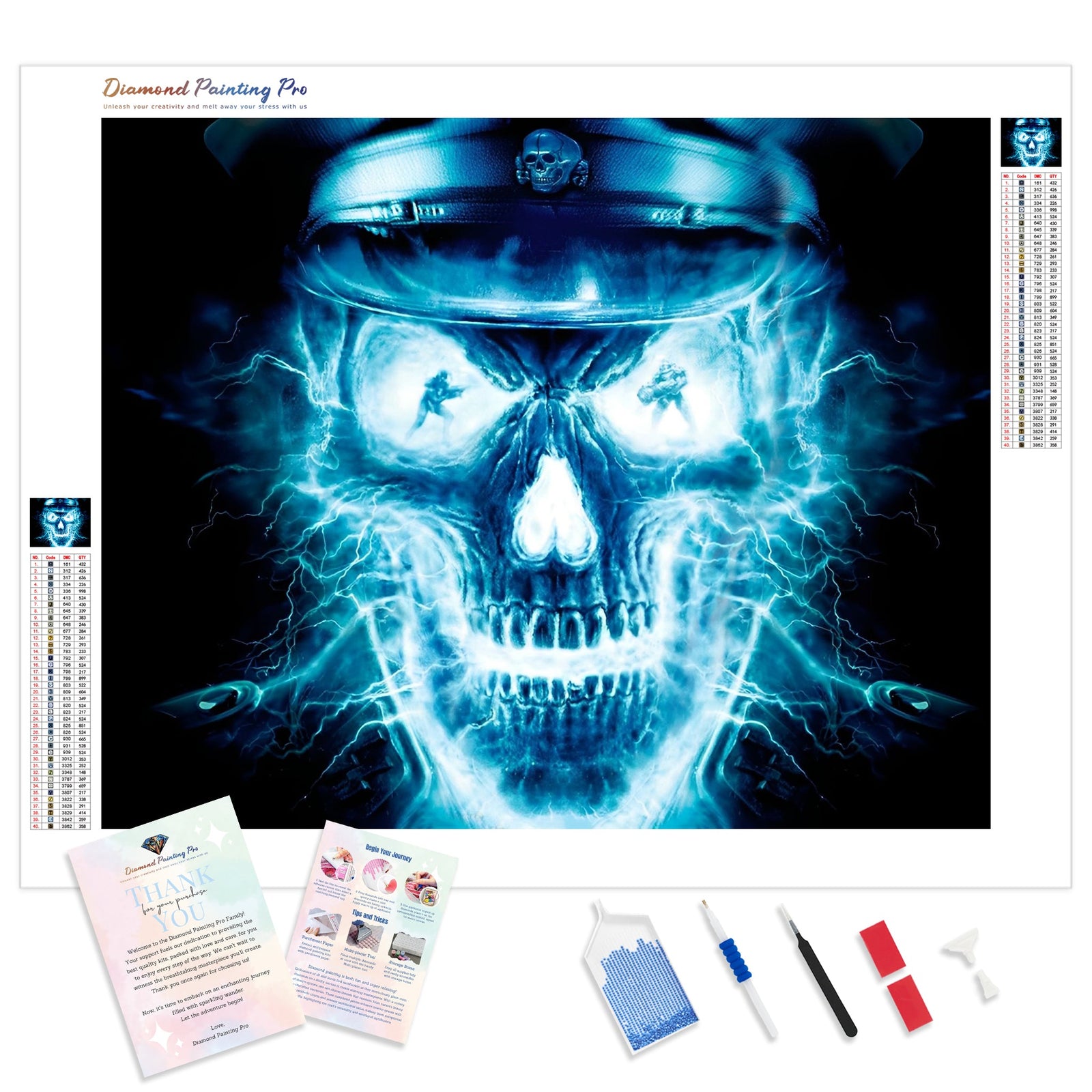 Glowing Skull | Diamond Painting Kit - Full Drill - Square or Round Diamonds with AB Drills Option