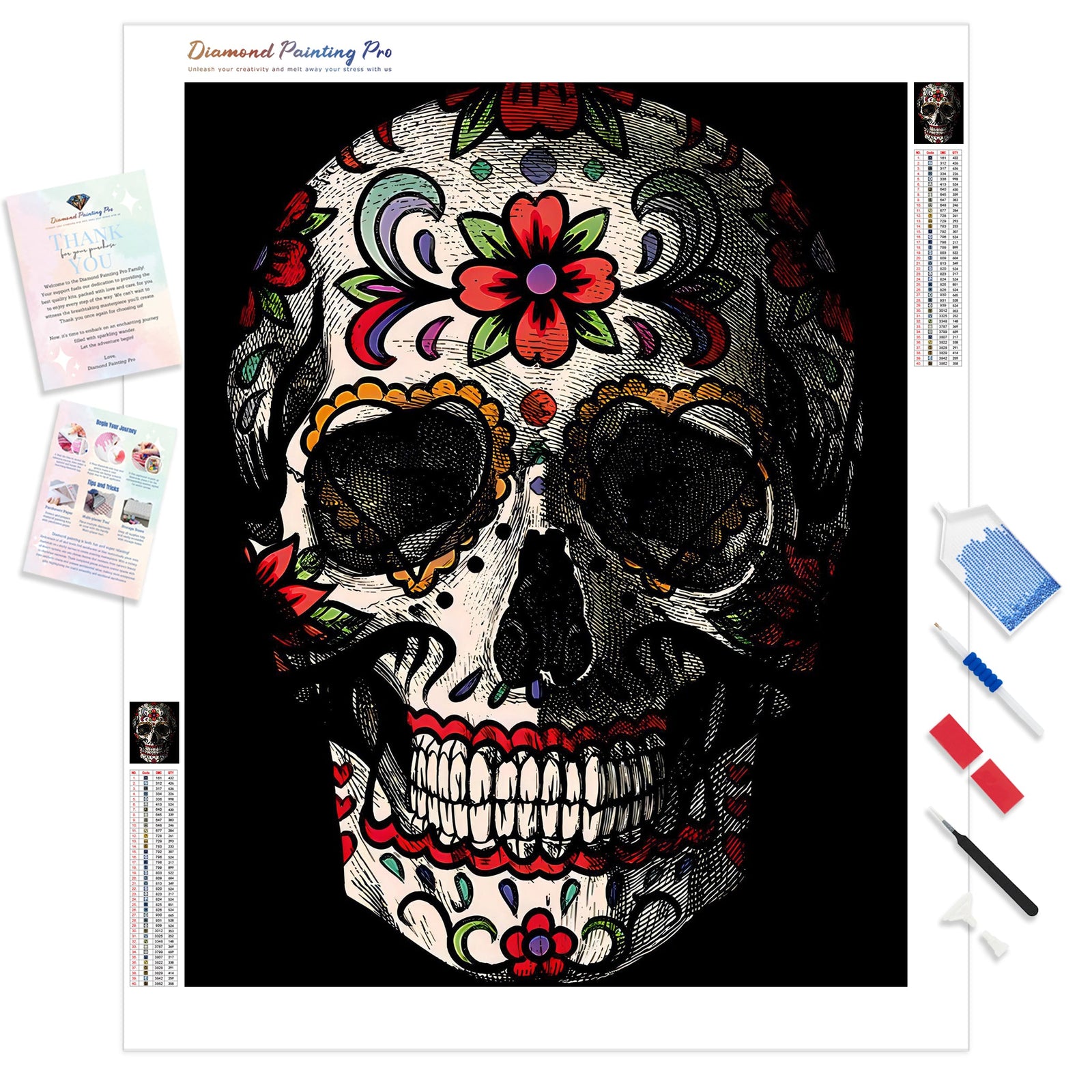 Sugar Skull Mystic | Diamond Painting Kit - Full Drill - Square or Round Diamonds with AB Drills Option