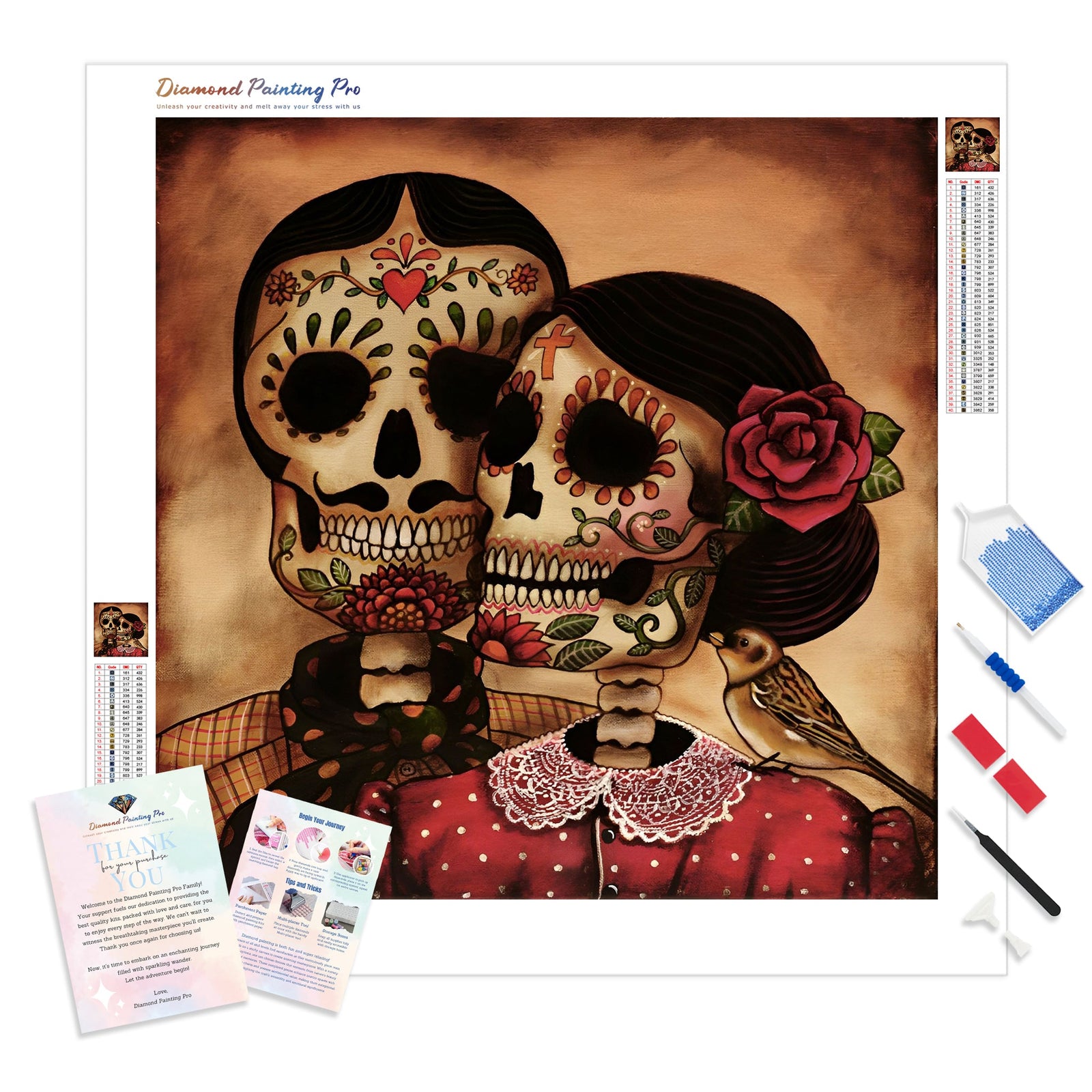 Sugar Skull | Diamond Painting Kit - Full Drill - Square or Round Diamonds with AB Drills Option