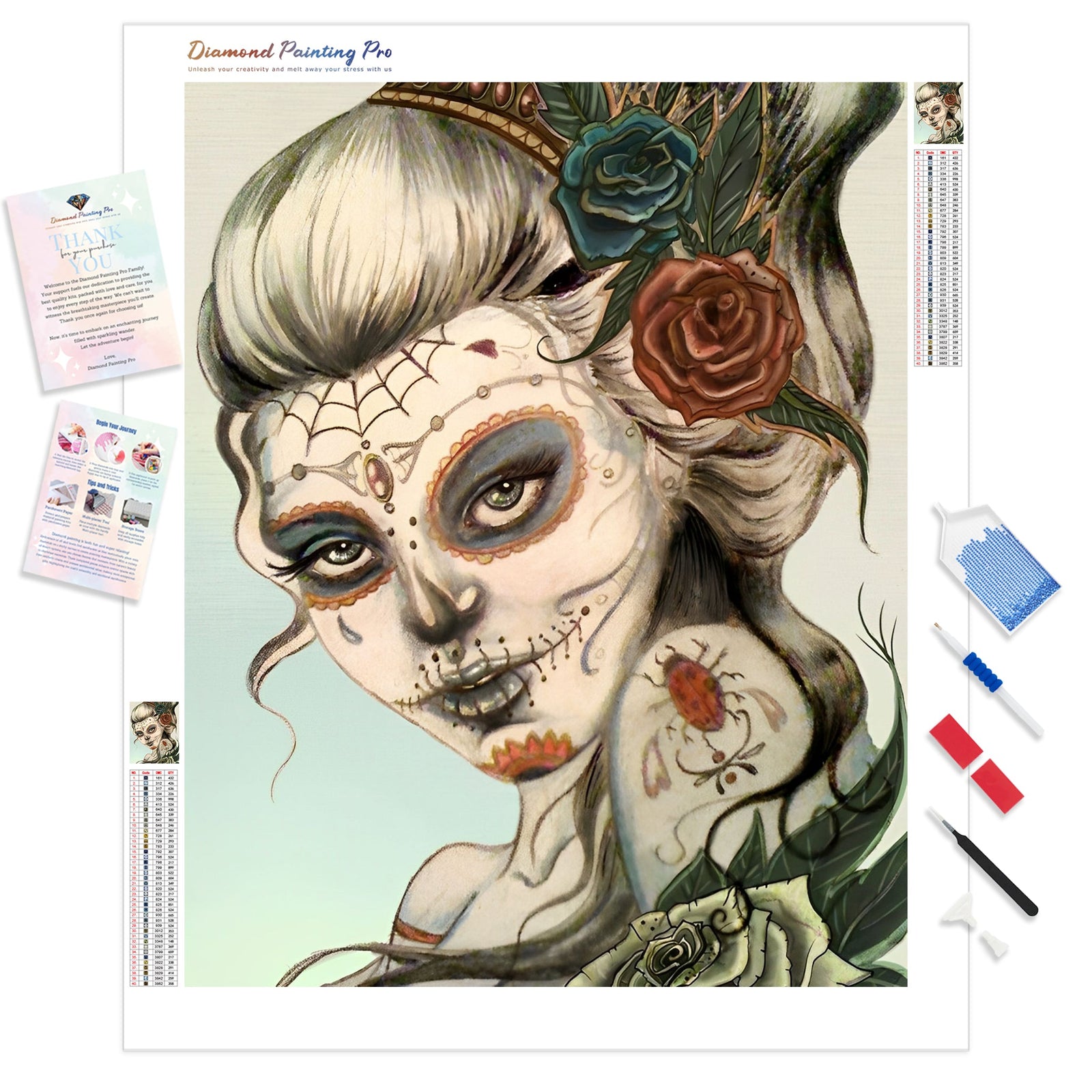 Sugar Skull Maiden | Diamond Painting Kit - Full Drill - Square or Round Diamonds with AB Drills Option