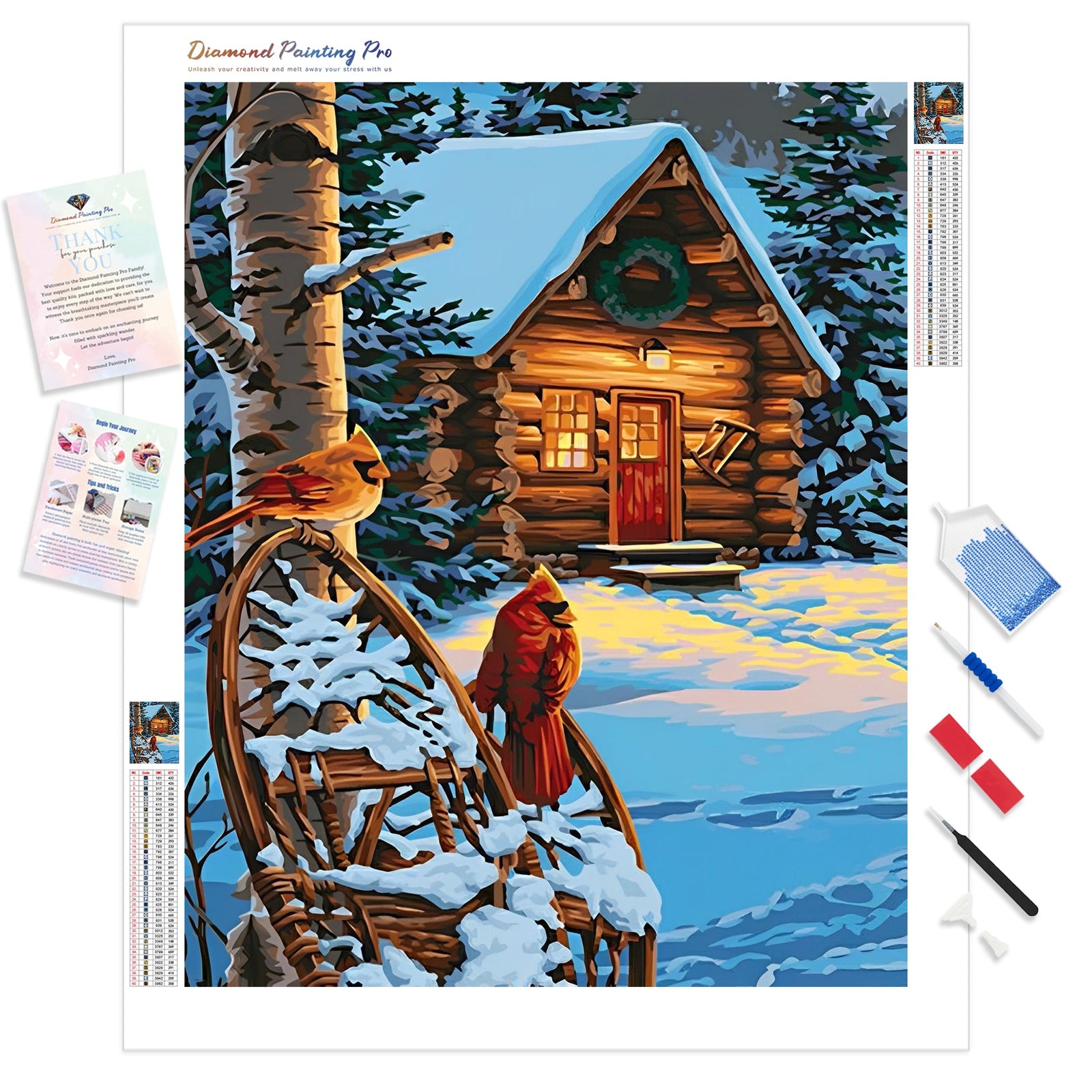 House on a Frozen Forest | Diamond Painting Kit - Full Drill - Square or Round Diamonds with AB Drills Option