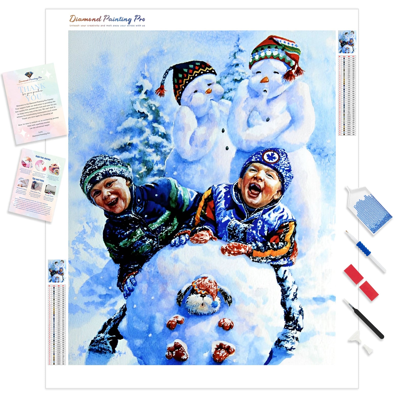 Snowman | Diamond Painting Kit - Full Drill - Square or Round Diamonds with AB Drills Option