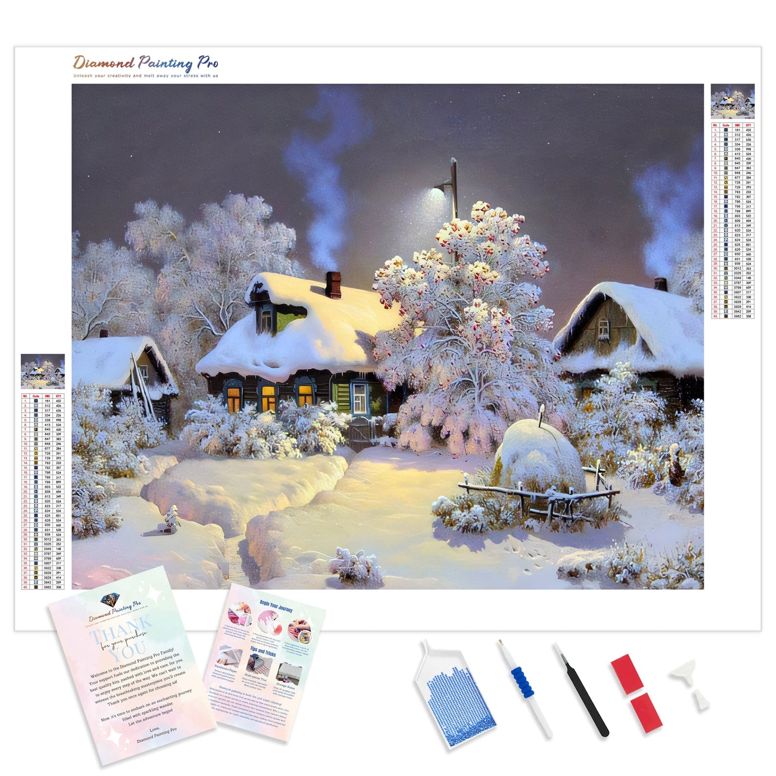 Winter Snow Villa | Diamond Painting Kit - Full Drill - Square or Round Diamonds with AB Drills Option